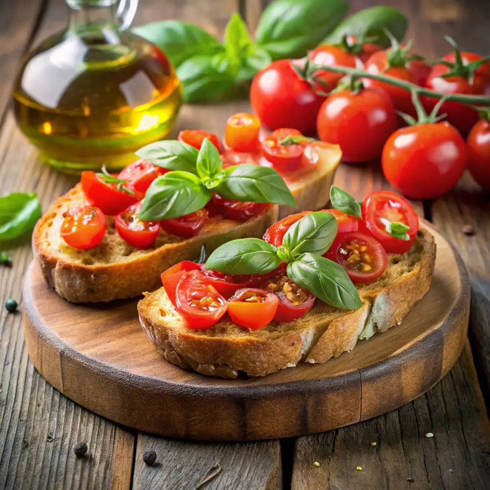 Tomato Basil Bruschetta. Fresh Italian Appetizer