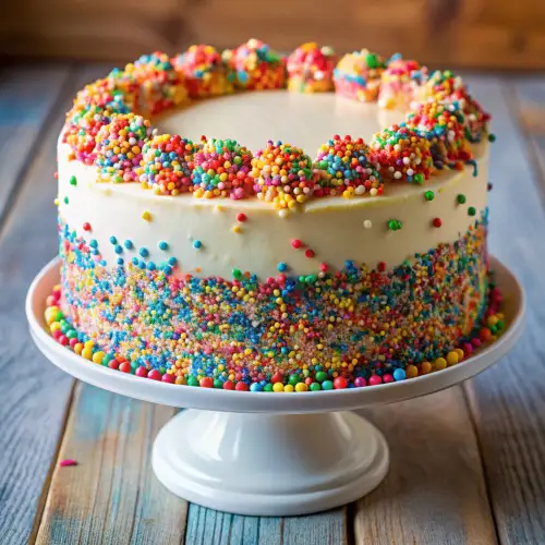 Funfetti Cake. Colorful and Easy Birthday Cake